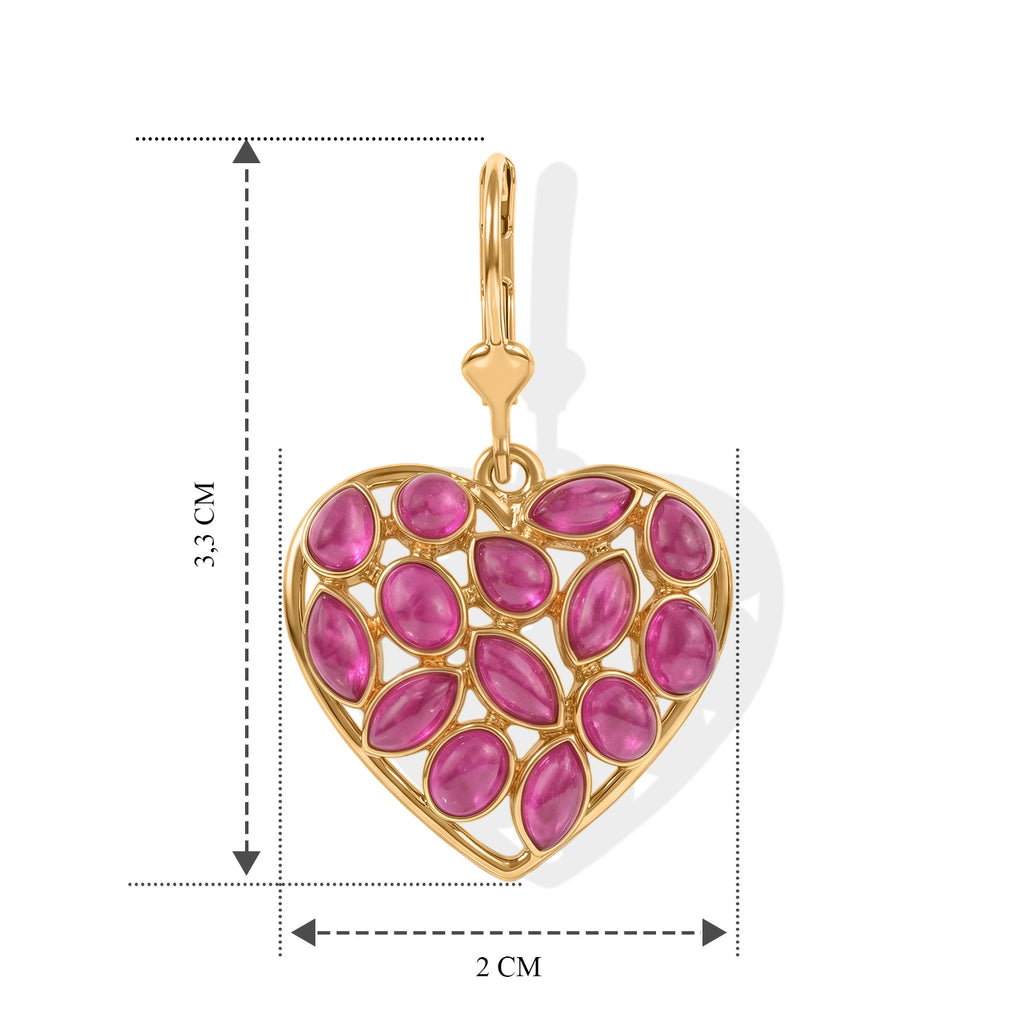 D'Joy AA Afrikanischer Rubin (Fissure gefüllt) Ohrringe 925 Silber 750 Gelbgold vermeil ca. 6,34 ct.