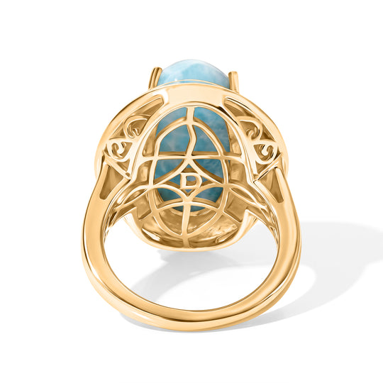 D'Joy AAA Larimar Ring 925 Silber 750 Gelbgold vermeil (Größe 17.00) ca. 11,45 ct