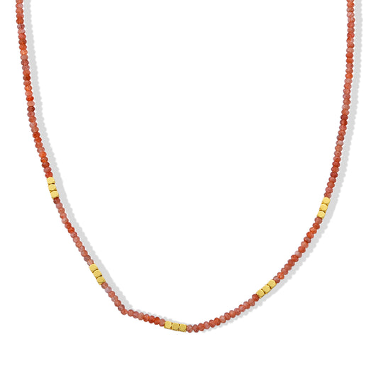Hämatit, Regenbogen Mondstein Halskette ca. 53.25 cm 316L Edelstahl Vergoldet ca. 70.00 ct