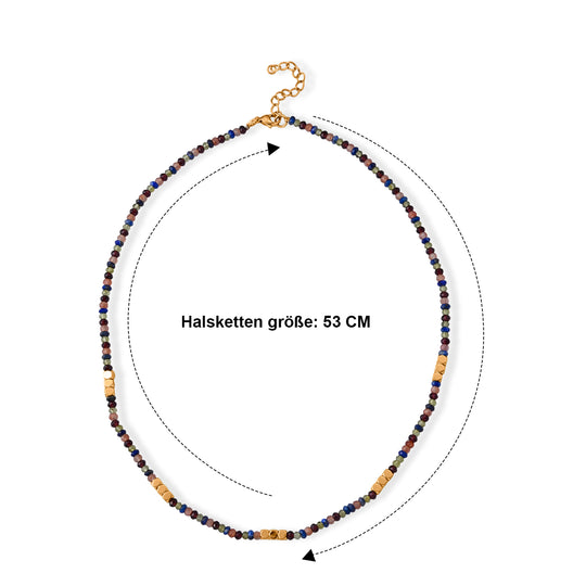 Hämatit, Gold Sandstein Halskette ca. 53.25 cm 316L Edelstahl Vergoldet ca. 70.00 ct