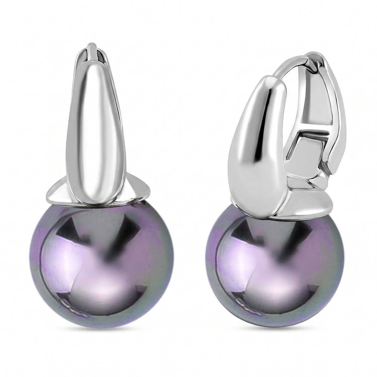 Graue Muschelkernperle (11-13 mm) Ohrringe Nickelfreies Messing 2.00 ct