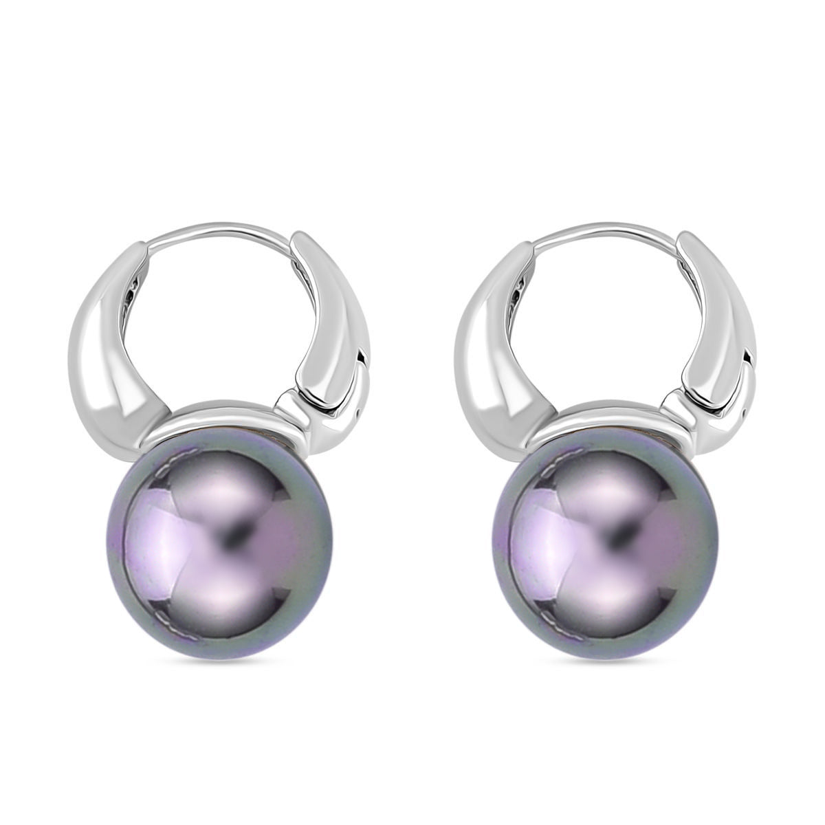 Graue Muschelkernperle (11-13 mm) Ohrringe Nickelfreies Messing 2.00 ct
