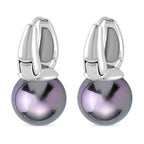 Graue Muschelkernperle (11-13 mm) Ohrringe Nickelfreies Messing
