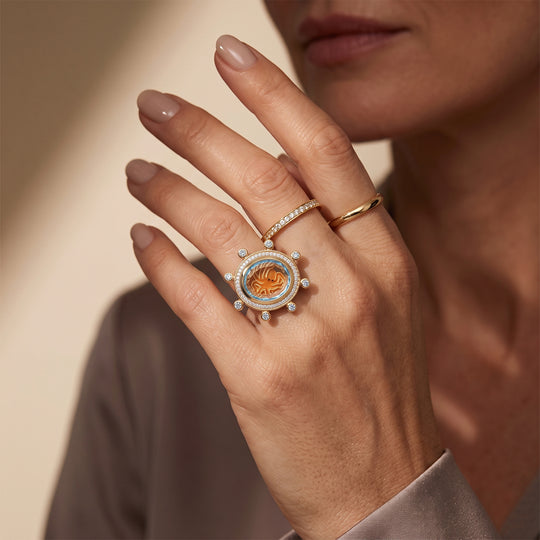 GP Trionfo Meereswelt Kollektion - Himmelblauer Topas Ring 925 Silber 750 Gelbgold vermeil (Größe 18.00) ca. 11.13 ct
