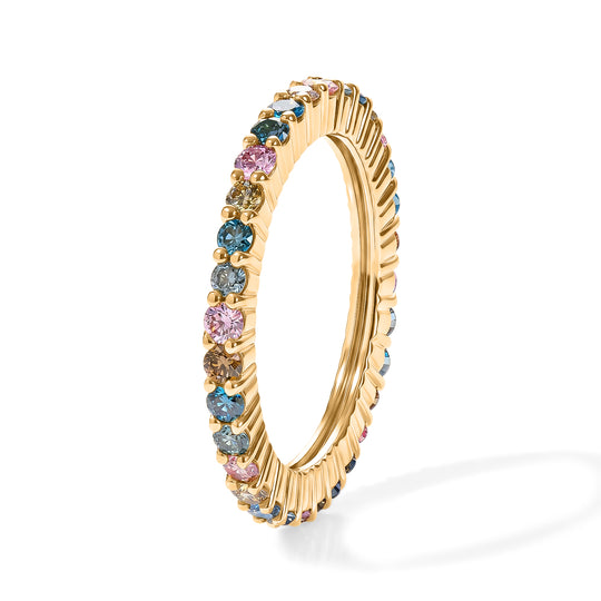 LUXURIANT DIAMOND - Lab Grown Mehrfarbiger Diamant SI, SGL zertifiziert Ring 925 Silber 750 Gelbgold vermeil (Größe 18.00) ca. 1.05 ct