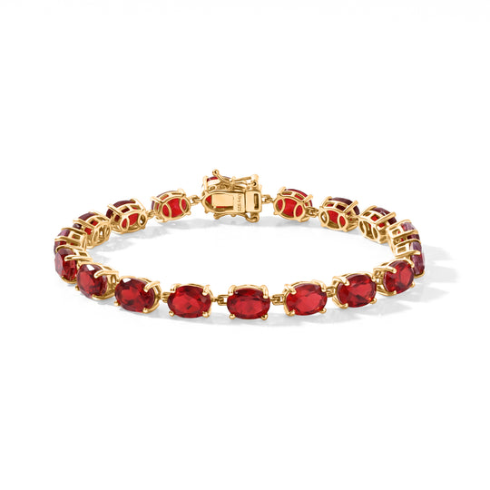 D'Joy Rubin Feuer Triplett Quarz 19cm Armband, 925 Silber 750 Gelbgold Vermeil - 27 ct.