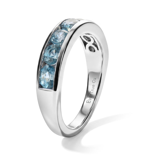 EverTrue AA blauer Zirkon Ring, 950 Kupfer mit Platin E-Beschichtung - 2,03 ct.