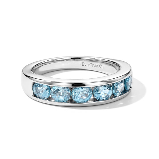 EverTrue AA blauer Zirkon Ring, 950 Kupfer mit Platin E-Beschichtung - 2,03 ct.