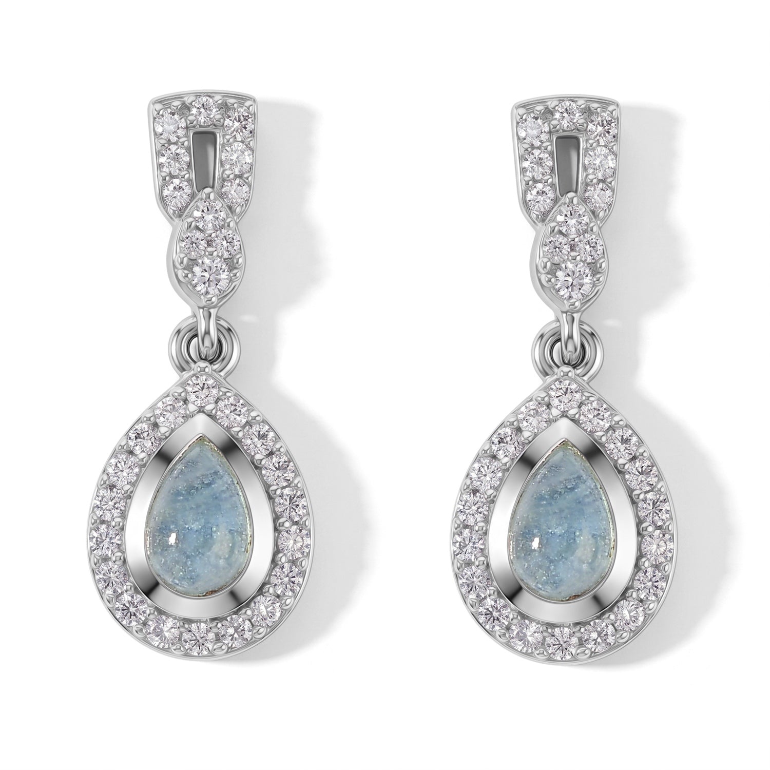 EVER TRUE Milchiger Aquamarin, Weißer Zirkon Ohrringe Reine Bronze ca. 1,66 ct.