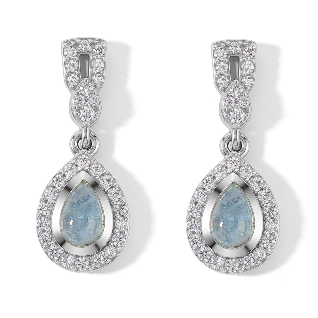 EVER TRUE Milchiger Aquamarin, Weißer Zirkon Ohrringe Reine Bronze ca. 1,66 ct.