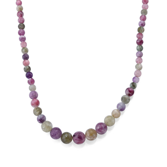 D'Joy mehrfarbige Lepidolith 50cm Halskette, 925 Silber rhodiniert - 280 ct.