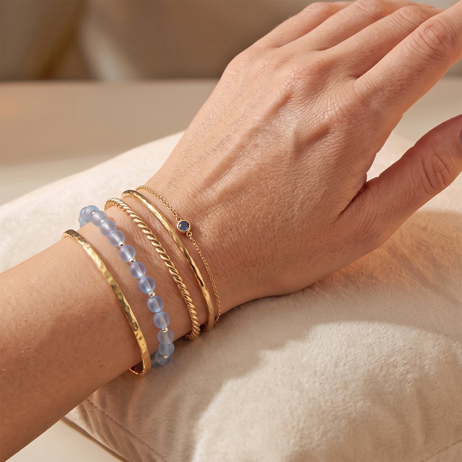 D'Joy Aquamarin Armband, 18+3,8cm, 925 Silber rhodiniert - 35 ct.