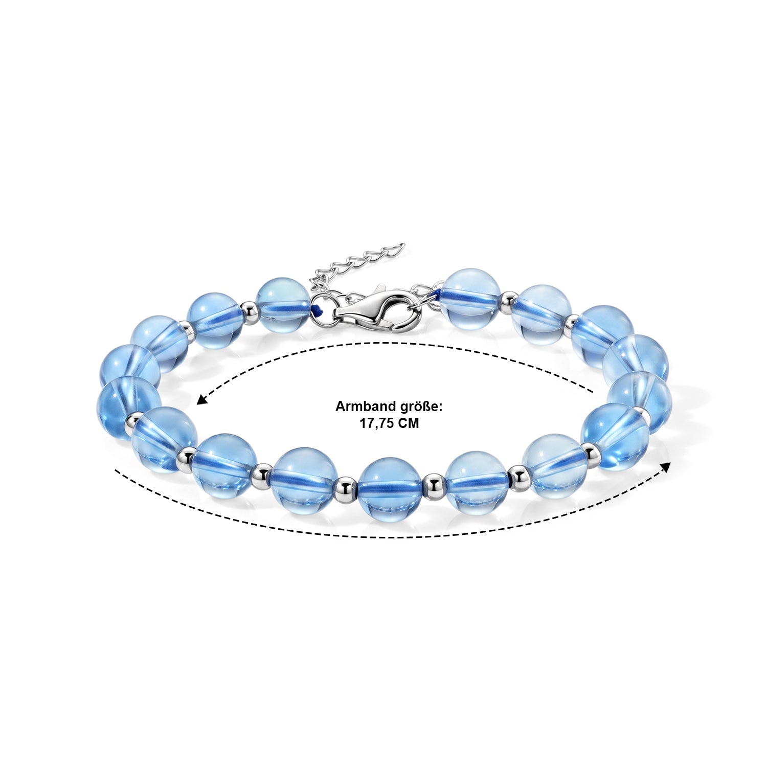 D'Joy Aquamarin Armband, 18+3,8cm, 925 Silber rhodiniert - 35 ct.