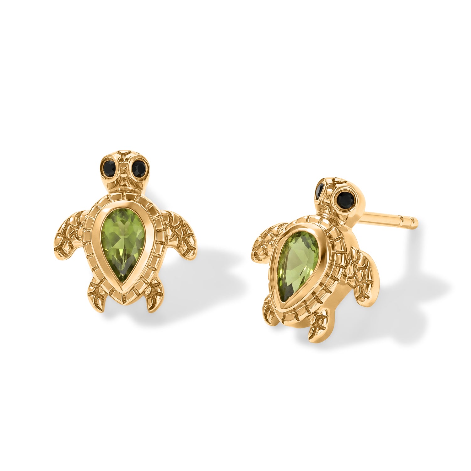 GP - Peridot, Schwarzer Spinell Ohrringe 925 Silber 750 Vergoldet ca. 0,60 ct.