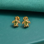 GP - Peridot, Schwarzer Spinell Ohrringe 925 Silber 750 Vergoldet ca. 0,60 ct.
