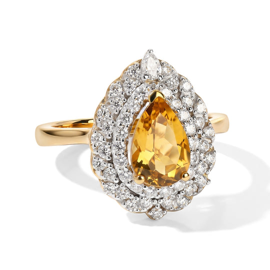 D'Joy AA Heliodor, Moissanit Ring 925 Silber 750 Gelbgold vermeil (Größe 18.00) ca. 2,48 ct