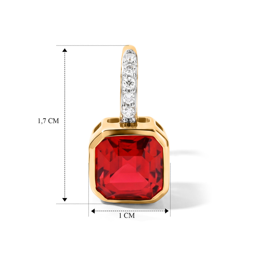 D'Joy Rubin-Feuer-Triplett-Quarz., Weißer Zirkon Ohrringe 925 Silber Gold ca. 5,58 ct.