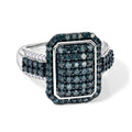 D'Joy Blauer Diamant Ring 925 Silber Rhodiniert (Größe 18.00) ca. 1,48 ct