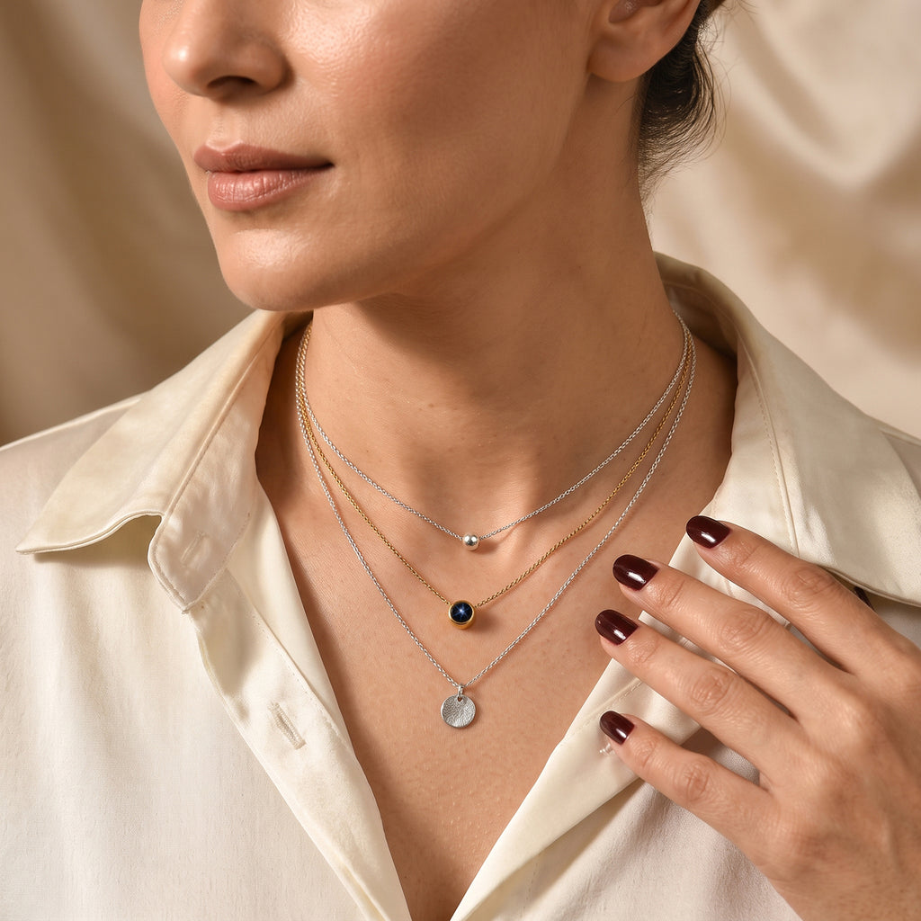 D'Joy AA Blauer Stern Saphir Anhänger 925 Silber 750 Vergoldet ca. 1,37 ct.