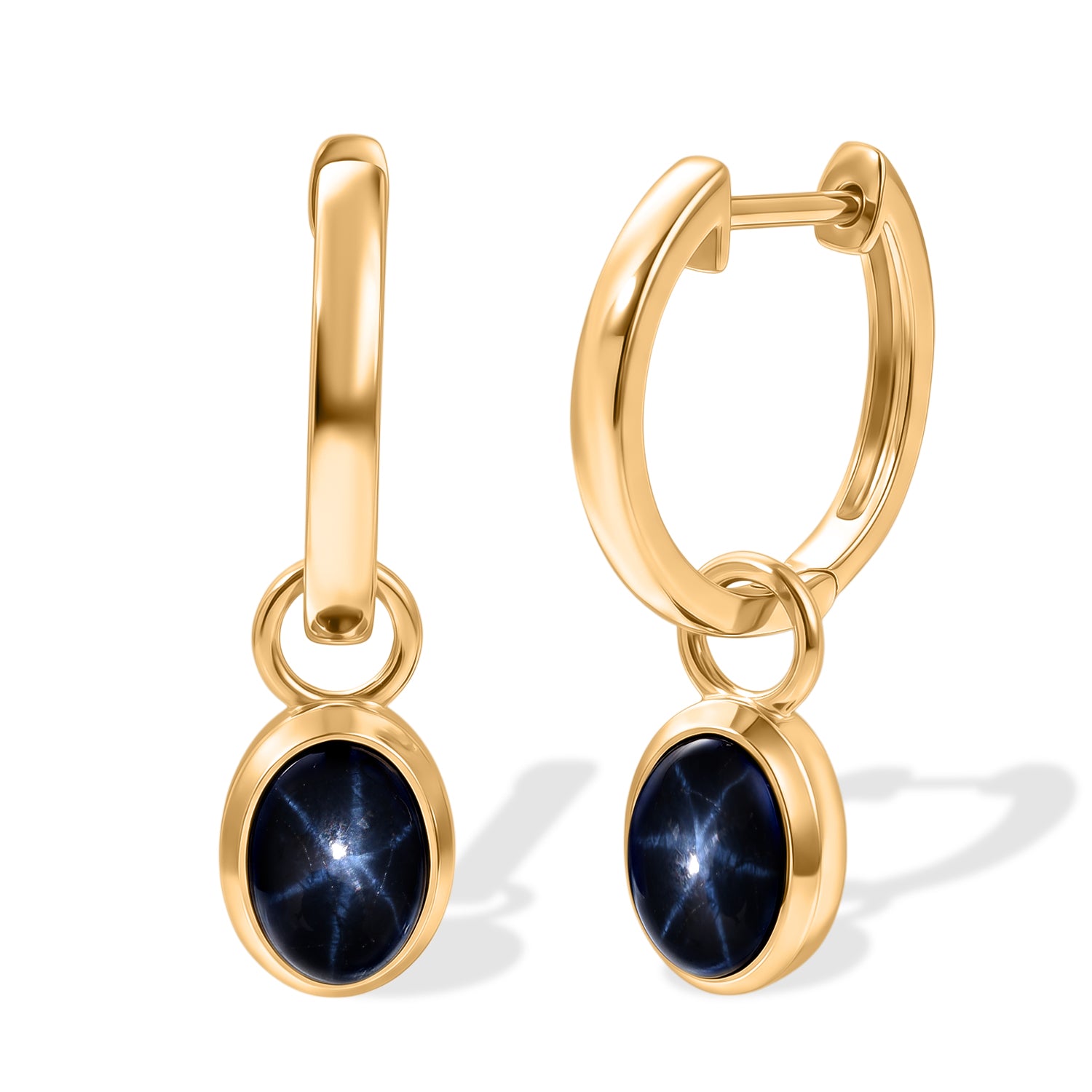 D'Joy AA blaue Stern Saphir Ohrringe, 925 Silber 750 vergoldet - 2,84 ct.
