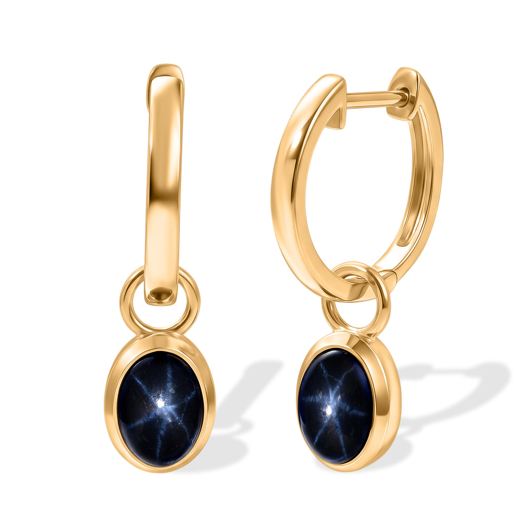 D'Joy AA Blauer Stern Saphir Ohrringe 925 Silber 750 Vergoldet ca. 2,84 ct.