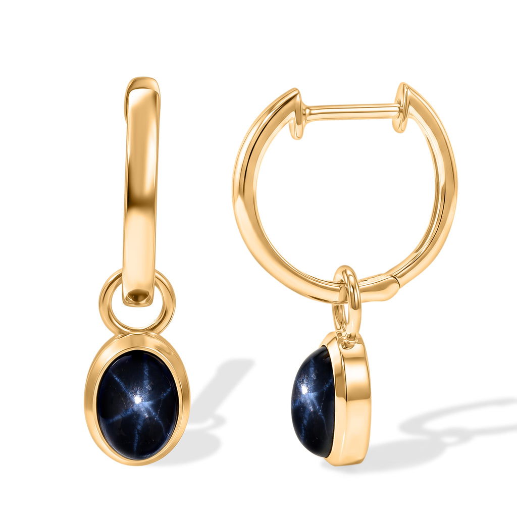 D'Joy AA Blauer Stern Saphir Ohrringe 925 Silber 750 Vergoldet ca. 2,84 ct.