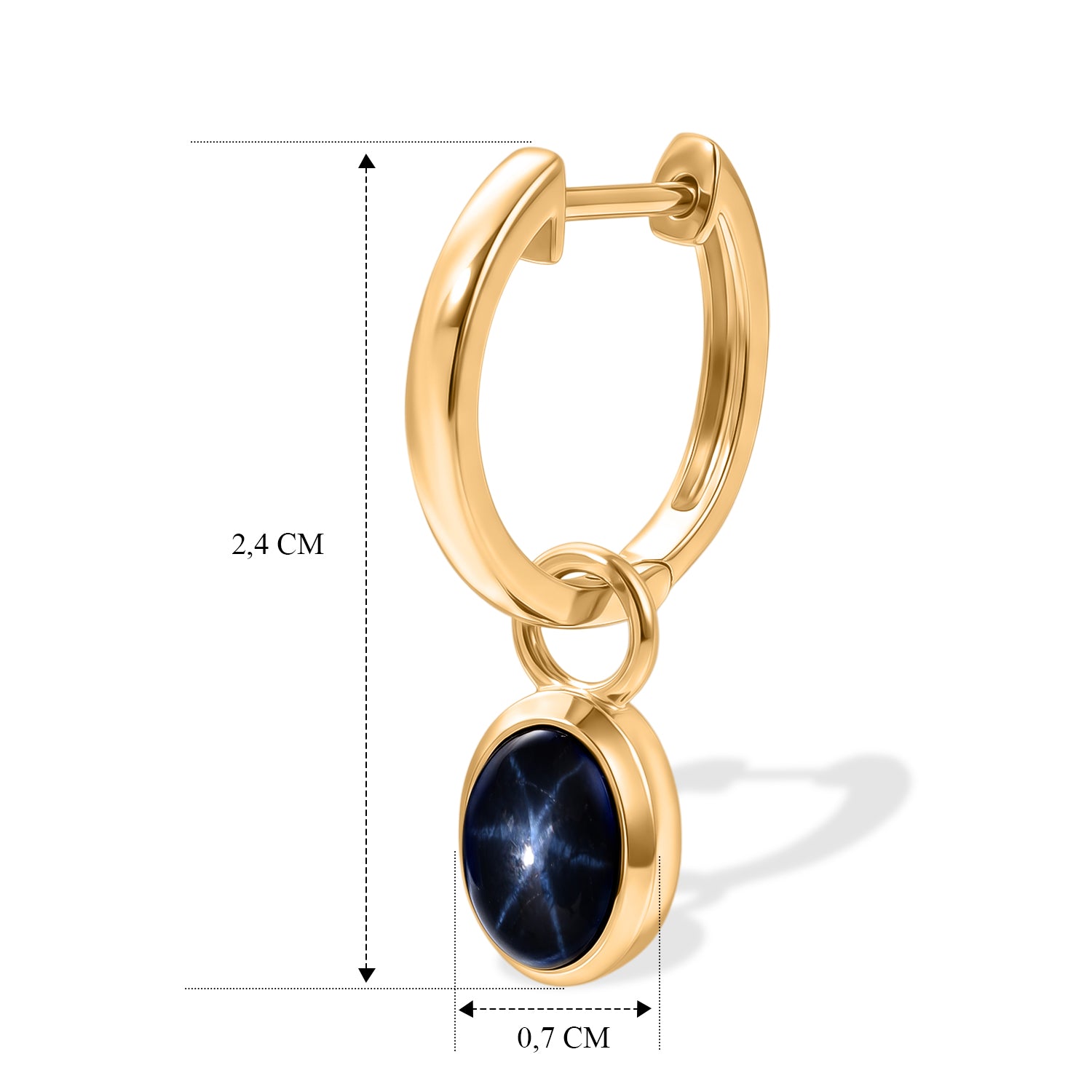 D'Joy AA Blauer Stern Saphir Ohrringe 925 Silber 750 Vergoldet ca. 2,84 ct.