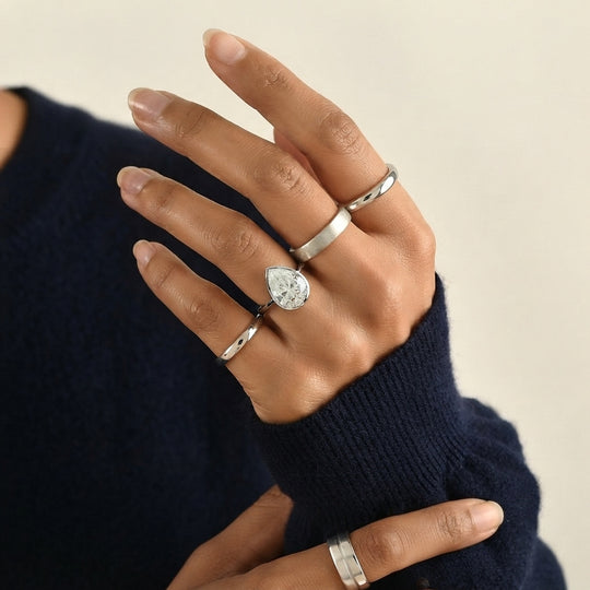 D'Joy Moissanit Ring 925 Silber Rhodiniert (Größe 17.00) ca. 5,15 ct