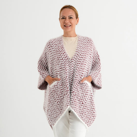 Poncho-Jacke in Bouclé-Optik mit 2 Taschen, Rot