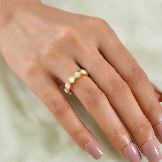 EVER TRUE AA Natürlicher, äthiopischer Welo Opal Ring 950 Kupfer (Größe 17.00) ca. 2,07 ct