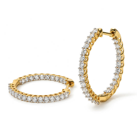 LUXURIANT SGL zertifizierte SI-GH Labor Diamant Ohrringe, 925 Silber 750 Gelbgold Vermeil - 1,50 ct.