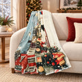 LIVMORE - Flanelldecke im Design Weihnachtsmarkt, Weich und wärmend, 150 x 200 cm