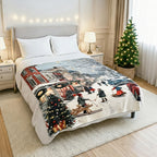 LIVMORE - Flanelldecke im Design Weihnachtsmarkt, Weich und wärmend, 150 x 200 cm