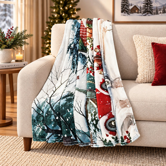 LIVMORE - Flanelldecke im Design Weihnachtsbaum, Weich und wärmend, 150 x 200 cm