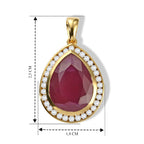 LUXURIANT AAA afrikanischer Rubin und Labor Diamant Halo Anhänger, 925 Silber 750 Gelbgold Vermeil - 14,51 ct.