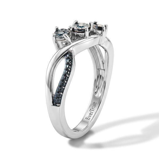 EVER TRUE Blauer Diamant Ring Nickelfreies Messing (Größe 17.00) ca. 0,03 ct