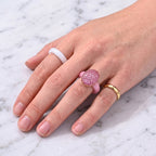 D'Joy Gefärbte Rosa Jade, Rosa Saphir Ring 925 Silber Rosévergoldet (Größe 19.00) ca. 13.73 ct