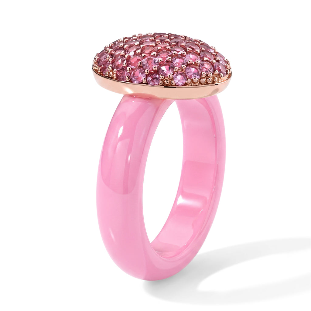 D'Joy Gefärbte Rosa Jade, Rosa Saphir Ring 925 Silber Rosévergoldet (Größe 19.00) ca. 13.73 ct