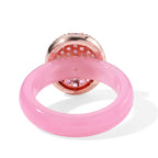D'Joy Gefärbte Rosa Jade, Rosa Saphir Ring 925 Silber Rosévergoldet (Größe 19.00) ca. 13.73 ct
