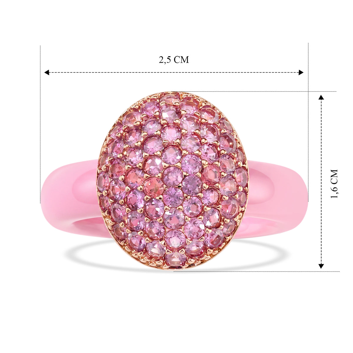 D'Joy Gefärbte Rosa Jade, Rosa Saphir Ring 925 Silber Rosévergoldet (Größe 19.00) ca. 13.73 ct