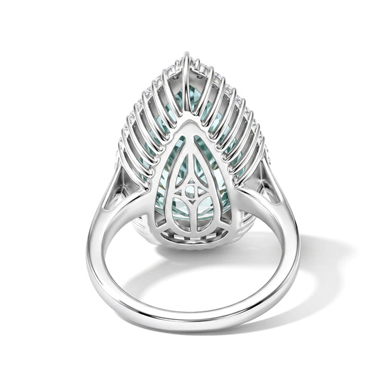 D'Joy Paraiba Moissanit Ring 925 Silber Rhodiniert (Größe 20.00) ca. 11.42 ct