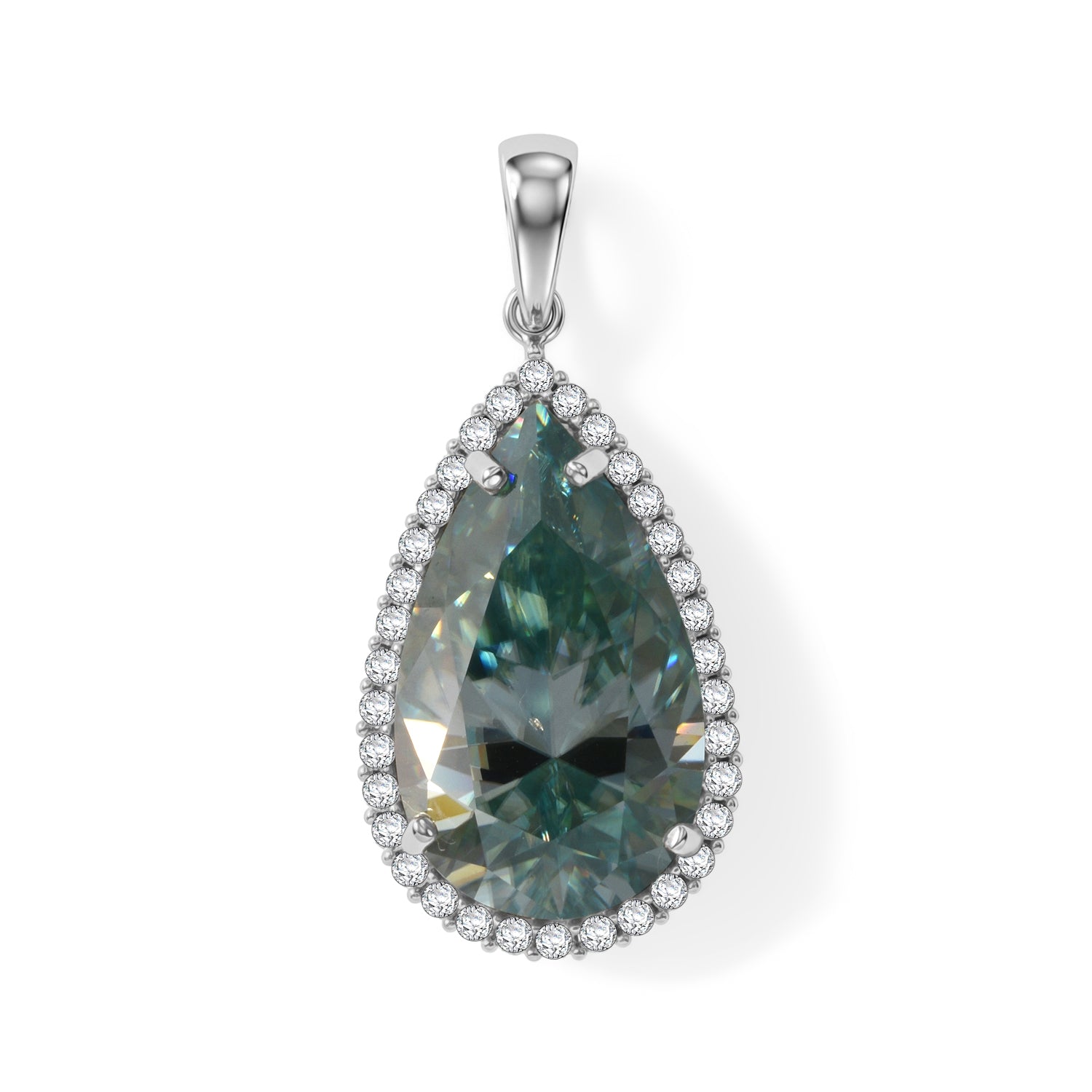 D'Joy Paraiba Moissanit Anhänger 925 Silber Rhodiniert ca. 11,42 ct.