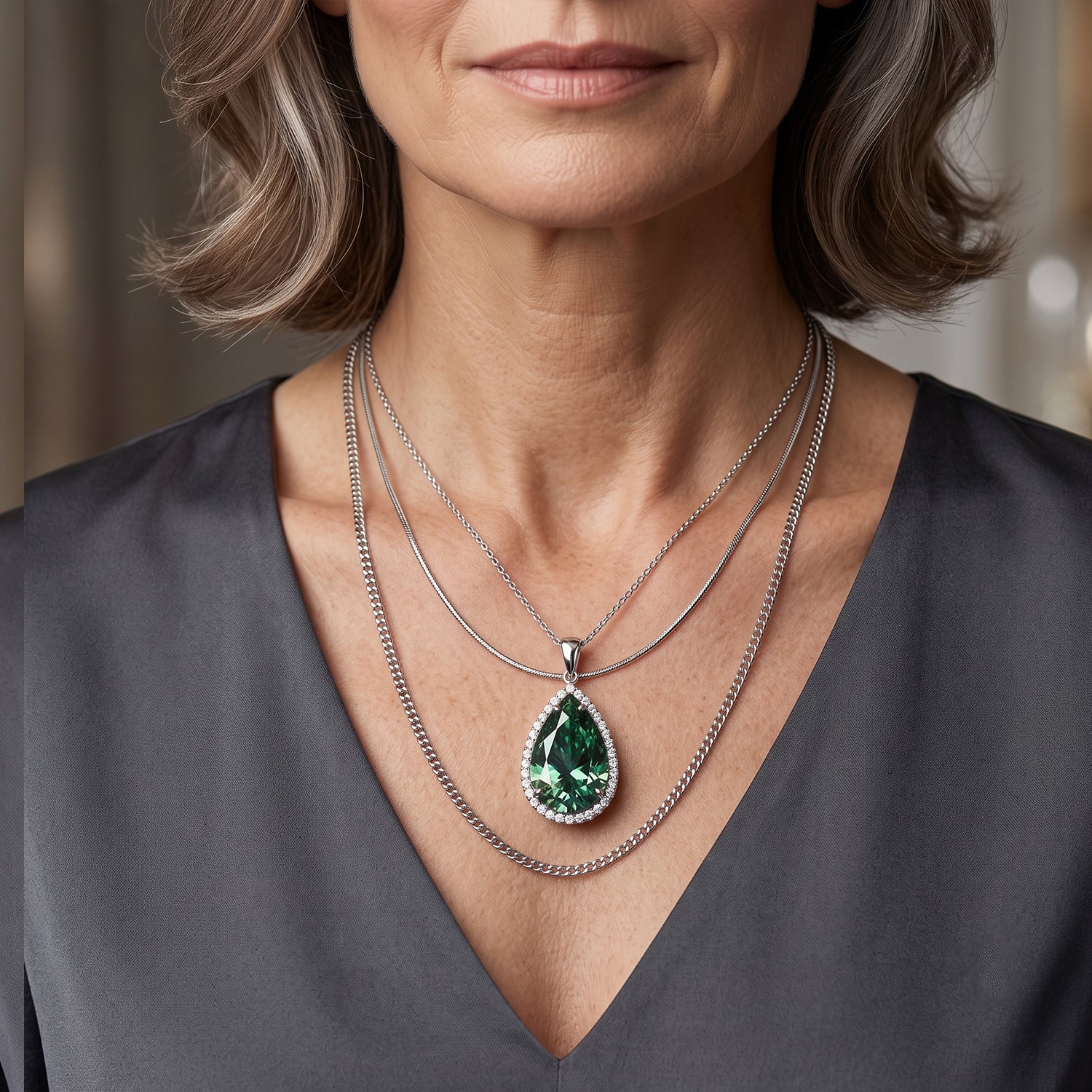 D'Joy Paraiba Moissanit Anhänger 925 Silber Rhodiniert ca. 11,42 ct.