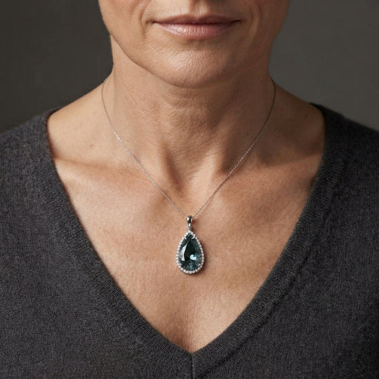 D'Joy Paraiba Moissanit Anhänger 925 Silber Rhodiniert ca. 11,42 ct.