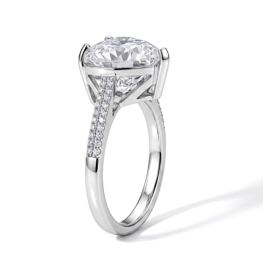 RADIANTA GRA zertifiziert Moissanit (D-VVS) Ring 925 Silber Rhodiniert (Größe 19.00) ca. 6.40 ct