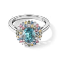 LUXURIANT DIAMOND - AA Blauer Zirkon, Lab Grown Blauer Diamant Ring 925 Silber Rhodiniert (Größe 20.00) ca. 3,58 ct