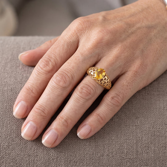 GP Celestial Kollektion- AAA gelber Saphir und blauer Saphir Solitär Ring, 925 Silber 750 Gelbgold Vermeil - 1,02 ct.