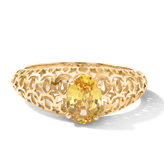 GP Celestial Kollektion- AAA gelber Saphir und blauer Saphir Solitär Ring, 925 Silber 750 Gelbgold Vermeil - 1,02 ct.