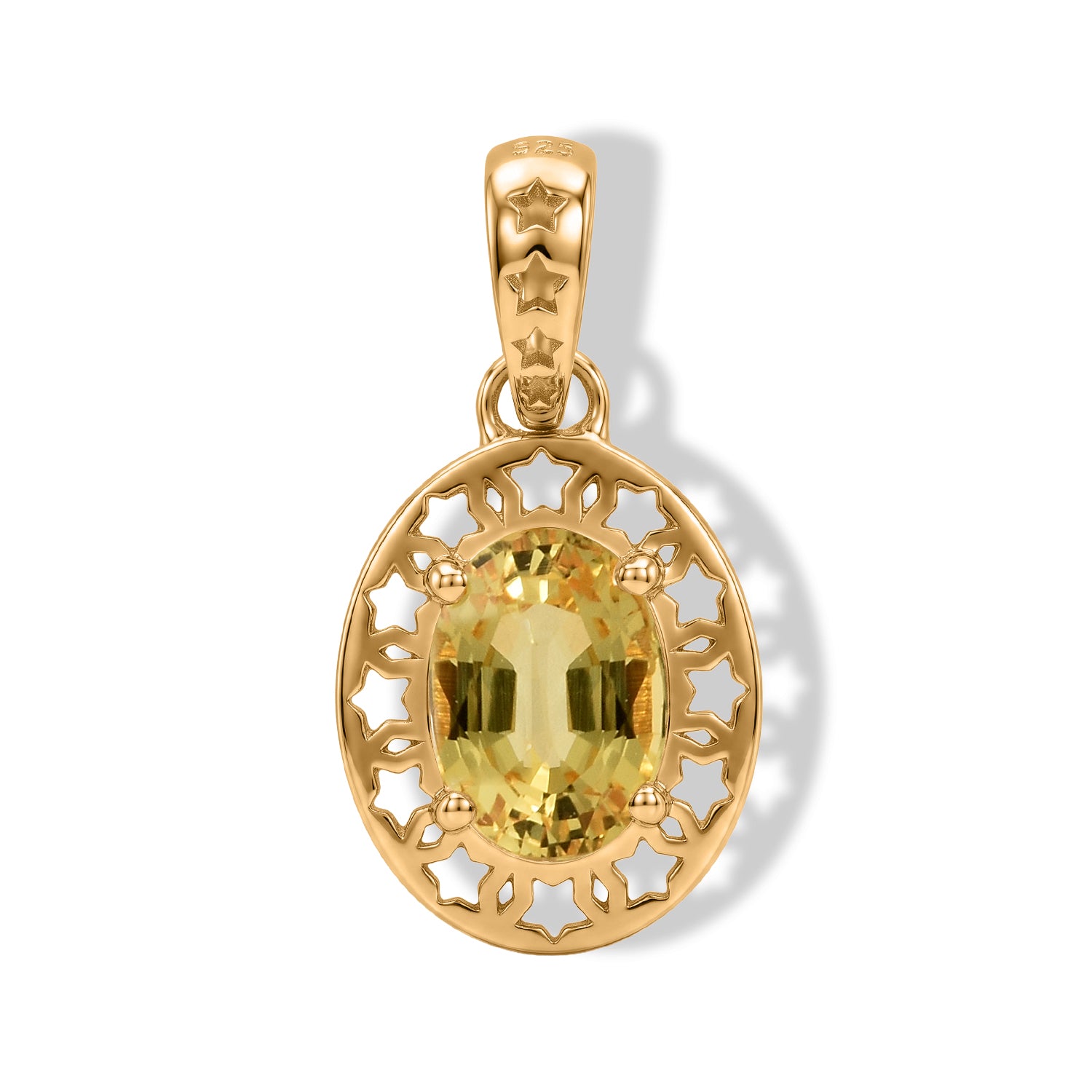 GP Celestial Kollektion- AAA gelber Saphir und blauer Saphir Solitär Anhänger, 925 Silber 750 Gelbgold Vermeil - 1,02 ct.