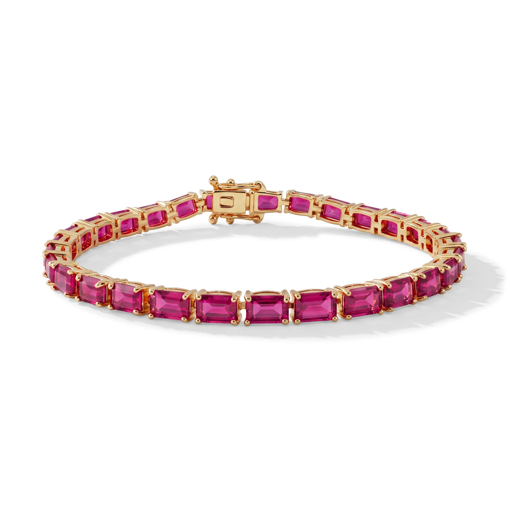 D'Joy AA Afrikanischer Rubin (Fissure gefüllt) Armband ca. 19 cm 925 Silber 750 Gelbgold vermeil ca. 21,67 ct.